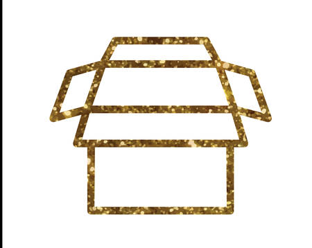 Isolated vector golden glitter delivery shipping box line iconのイラスト素材