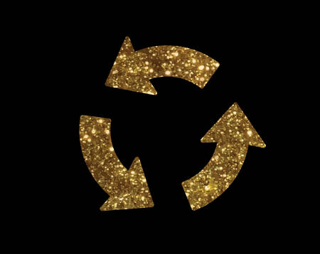 The Glitter golden isolated arrow flat icon