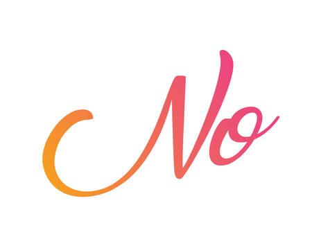 Gradient pink to orange  isolated hand writing word noのイラスト素材