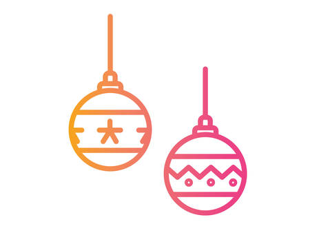 The vector gradient pink to orange Christmas ball deocoration iconのイラスト素材