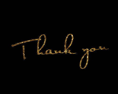 The Golden glitter isolated hand writing word THANK YOUのイラスト素材