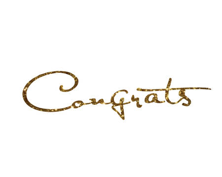 The Golden glitter isolated hand writing word Congratsのイラスト素材