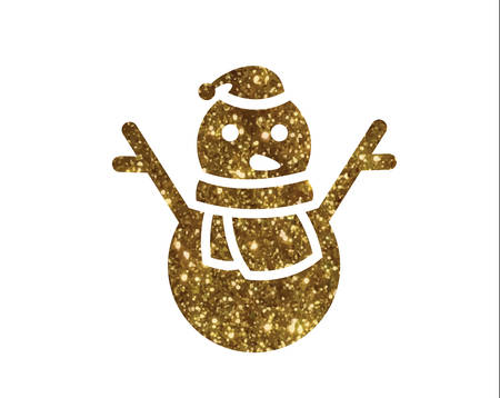 Golden glitter christmas snowman.のイラスト素材