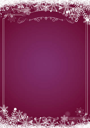 Christmas gradient purple with retro border and winter snowflake.のイラスト素材