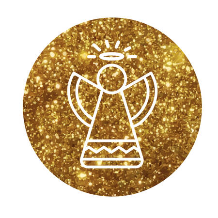 The Circle vector golden glitter Christmas angel flat iconのイラスト素材