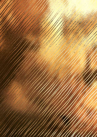 The vertical crumped golden paper background with line patternの写真素材