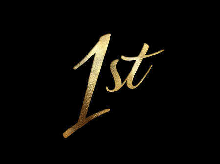 The Golden glitter isolated hand writing word first on black background