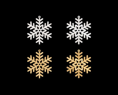 The isolated decorative snowflake for Christmas tree on black backgroundの写真素材