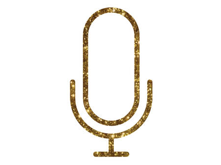 The isolated golden glitter vector colorful microphone with stand line iconのイラスト素材