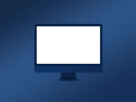 The computer monitor mockup template on gradient blue backgroundの写真素材
