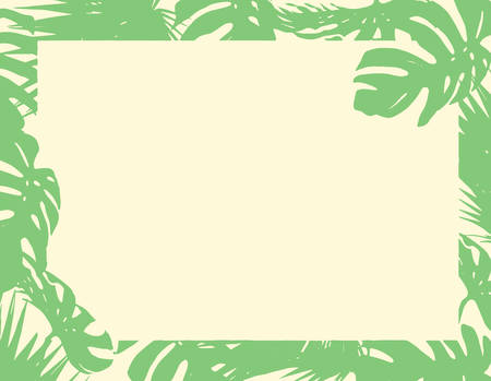 The flat green natural leaves border blank paper summer backgroundのイラスト素材