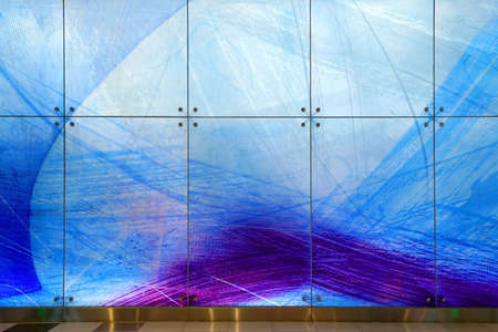 The indoor art of glass backdrop in the lobby