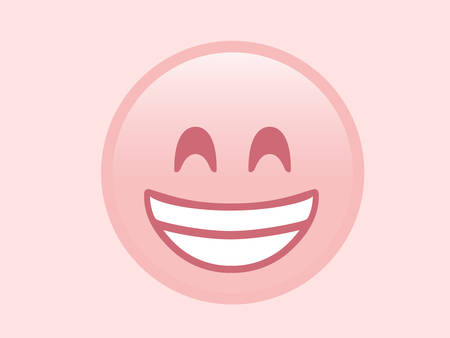 The isolated pink smiling face with the white teeth iconのイラスト素材