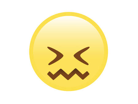 The vector yellow furious, upset, unhappy face with closing eyes iconのイラスト素材
