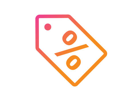 The isolated gradient pink and orange discount tag flat icon on white backgroundのイラスト素材