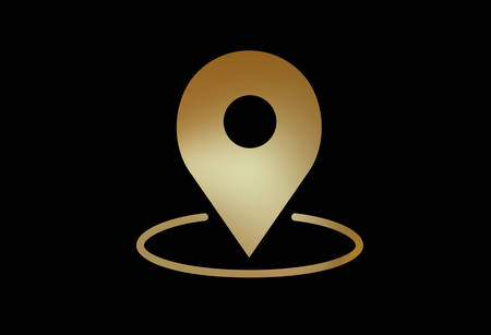 The gradient gold online location pin sign flat icon symbol vector formatのイラスト素材