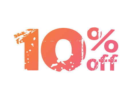 The vector modern grungy gradient pink to orange ten percent off special discount word