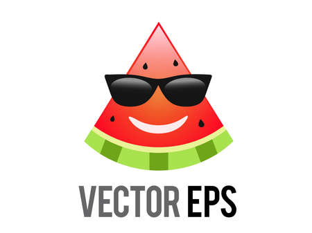 The isolated vector fruit watermelon red smiley face icon with black sunglassesのイラスト素材