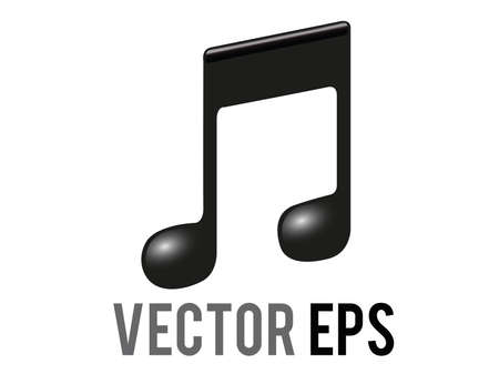 The isolated vector black music note icon, beamed pair of eighth musical notes, denote song lyrics or other music related topicsのイラスト素材