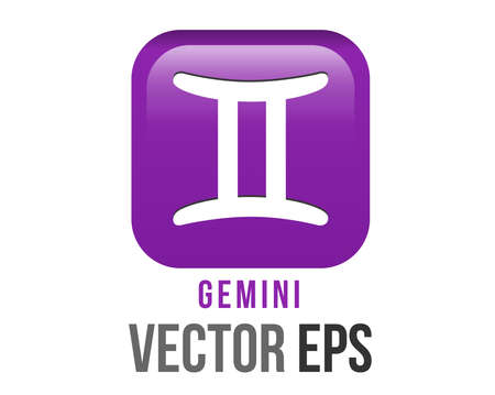 The isolated vector gradient purple Gemini astrological sign icon in the Zodiac, represents Twinsのイラスト素材