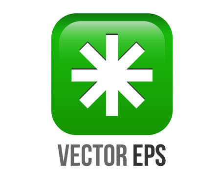 The isolated vector gradient bright green rounded square bullet sparkle Eight Spoked Asterisk point iconのイラスト素材