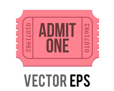 The isolated vector pink tradional admission ticket icon with words Admit one and numberのイラスト素材