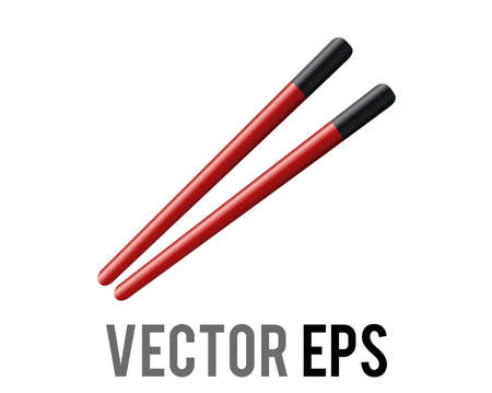 The isolated a pair of red wood equal length eating utensil chopsticks vector iconのイラスト素材