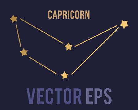 The isolated vector gold galaxy star and zodiac Capricorn horoscope iconのイラスト素材