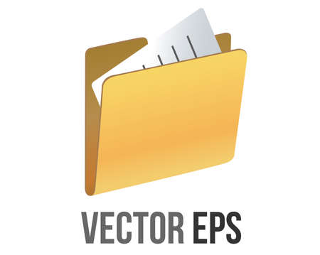 The isolated vector classic gradient yellow computer file folder icon with documentのイラスト素材