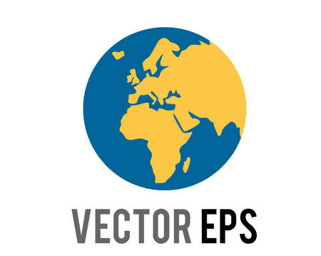 The isolated vector globe showing Europe and Africa in green against blue ocean icon, represent various content concerning European, African and Atlantic regionsのイラスト素材