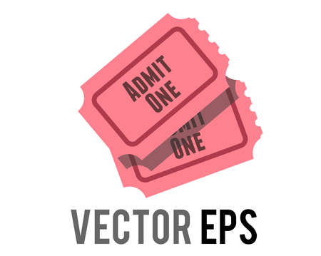 The isolated vector pink tradional admission ticket icon with words Admit one and numberのイラスト素材