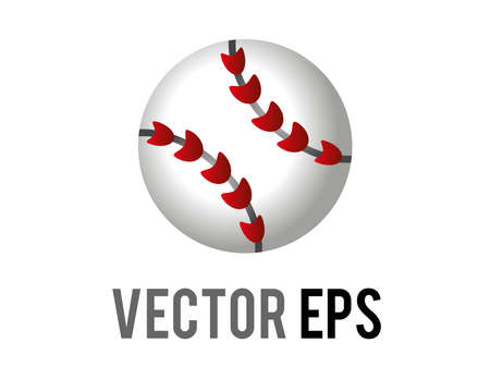 The isolated vector round white ball for baseball icon with regulation red stitchingのイラスト素材
