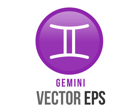 The isolated vector gradient purple Gemini astrological sign icon in the Zodiac, represents Twinsのイラスト素材