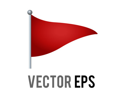 The isolated vector triangular gradient red flag icon with silver pole. Most commonly associated with golf, as shown in the flag in hole emoji.のイラスト素材