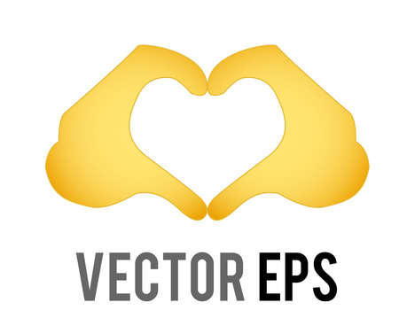 The vector gradient yellow two hands forming a heart shape icon,sed to express love and supportのイラスト素材
