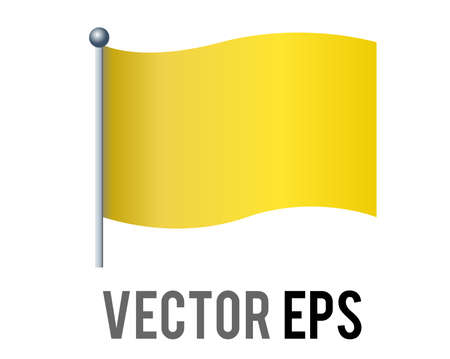 The isolated vector rectangular gradient yellow flag icon with silver pole.のイラスト素材