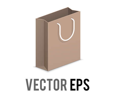 The vector brown recycled paper retail product string shopping gift bag icon with handleのイラスト素材
