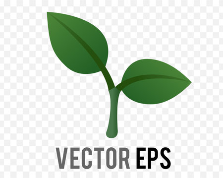 Tiny gradient green seedling, young plant icon with short stem two leaves in vector formatのイラスト素材