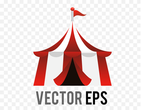 Vector gradient circular big top circus tent icon with a triangle flag on topのイラスト素材