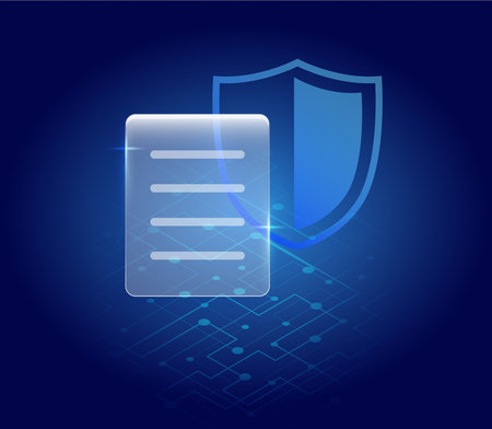 The cyber security, data privacy protection shield with check icon over binary digits backgroundのイラスト素材