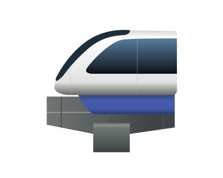 The isolated white train Monorails on single track icon, at theme parks or other tourist destinationsの写真素材