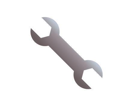 The isolated metal wrench, spanner icon, commonly used for various content concerning tools, building, maintenance, and skilled trades like car mechanics and plumbing.の写真素材