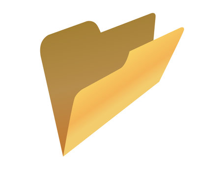 The isolated classic gradient yellow computer empty file folder icon with documentの写真素材