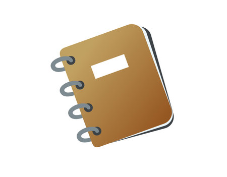 The isolated vector brown cover paper note, notepad, checklist file flat iconの写真素材