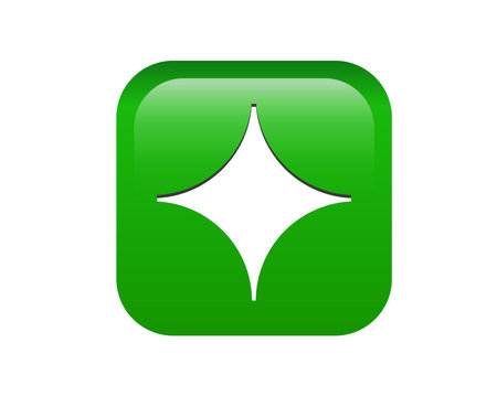 The isolated bright green rounded square decorative bullet sparkle star point iconの写真素材