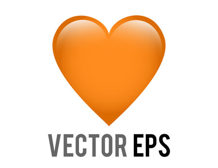 The isolated vector classic love orange glossy heart icon, used for expressions of love, openness, support or friendly intentions with warmth, care and sunshineのイラスト素材