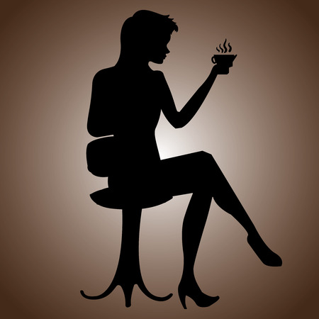 A girl with a cup of coffee vector illustrationのイラスト素材