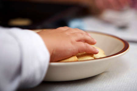 Christmas baking - family making classic home style christmas bakeryの写真素材