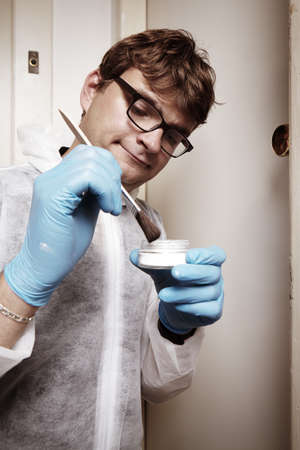 Place of crime - developing of dactyloscopy evidence after housebreakingの写真素材