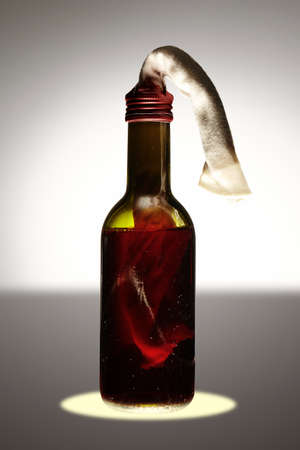 Classic type of molotov coctail with rags ready to useの写真素材